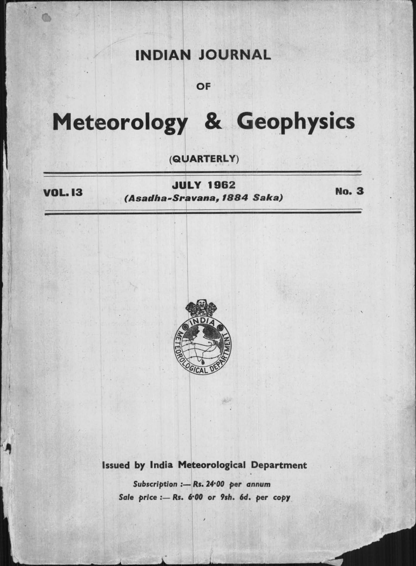 					View Vol. 13 No. 3 (1962): MAUSAM
				